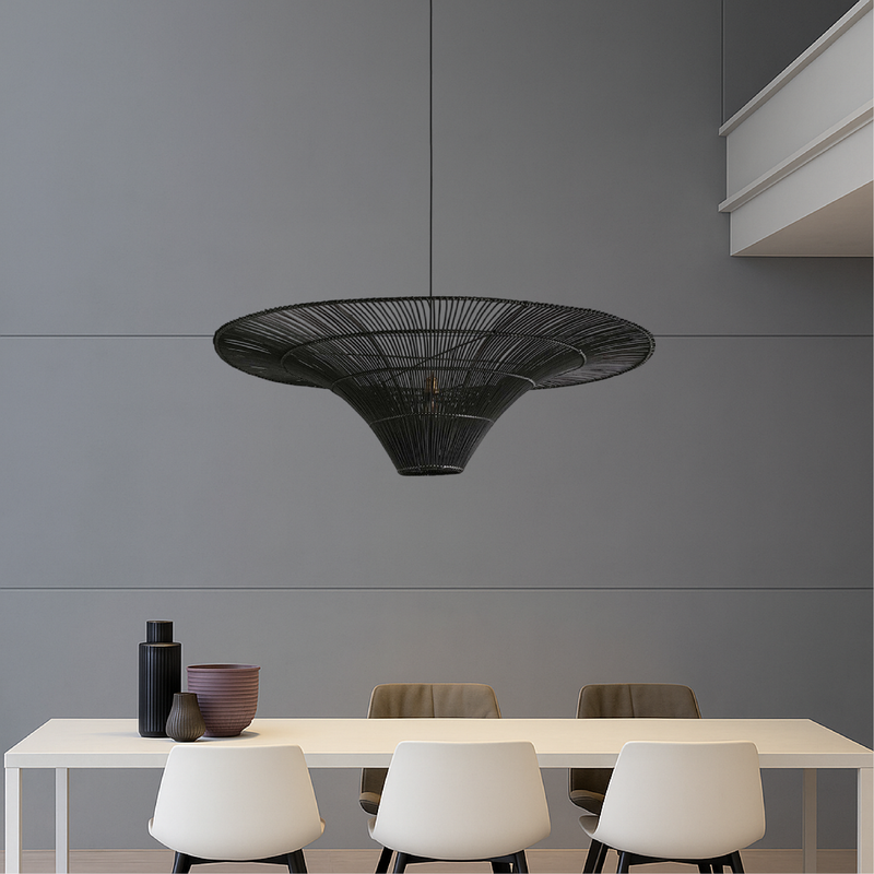 Lampa Wisząca Seth z Rattanu – Nowoczesna Lampa do Salonu i Jadalni, Idealna Nad Stół, Minimalistyczny Design, LED 5
