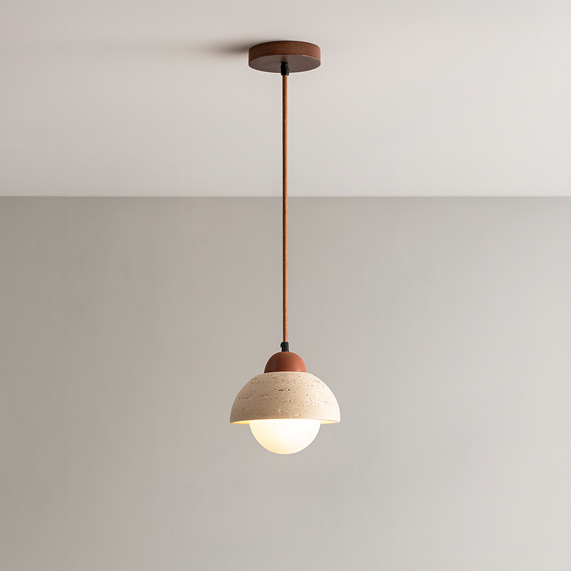 Lampa Wisząca z Kamienia Grzybowego do Salonu i Jadalni – Nowoczesne Oświetlenie Nad Stół z Regulowaną Wysokością 2