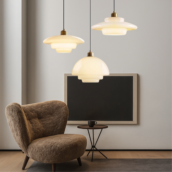 Lampa Wisząca ze Szkła Mlecznobiałego do Kuchni i Jadalni – Nowoczesny Design, Oświetlenie LED, Idealna Nad Stół 1