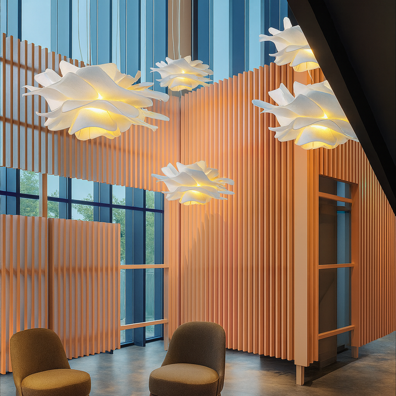 Lampka Wisząca z Liściami i Kwiatami – Nowoczesne Oświetlenie do Salonu i Jadalni, Ciepłe Światło LED, Regulowana Wysokość 4