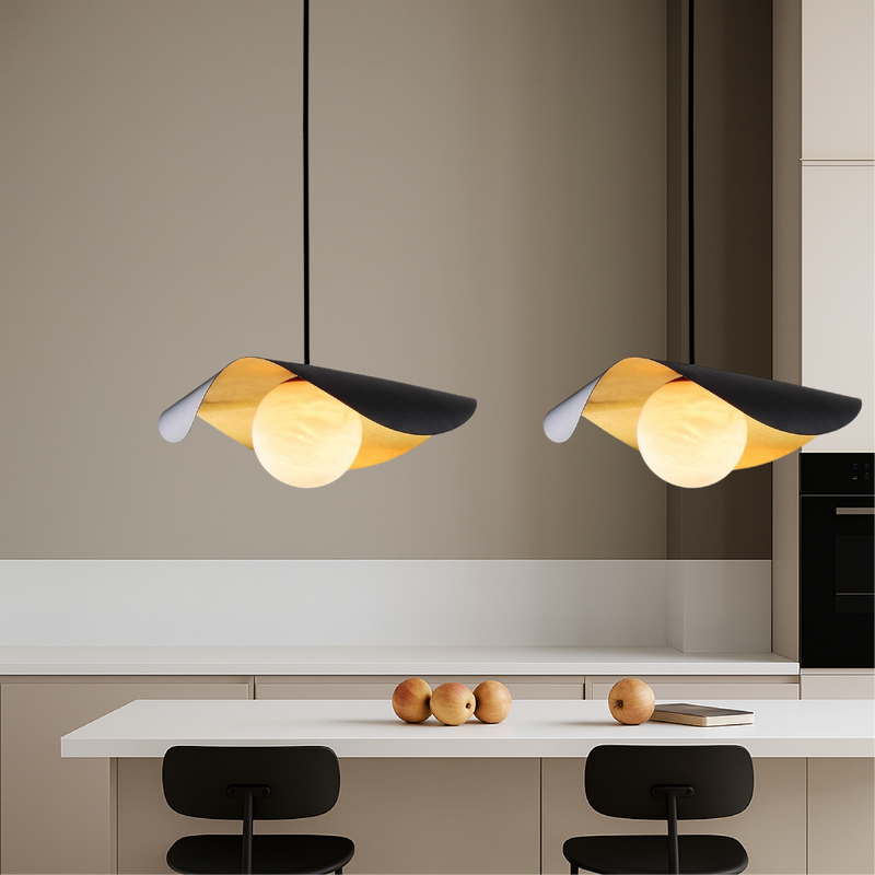 Marmurowa Lampa Wisząca do Salonu i Jadalni – Nowoczesna Lampa Nad Stół z Sferycznym Kloszem, 40cm lub 60cm 2