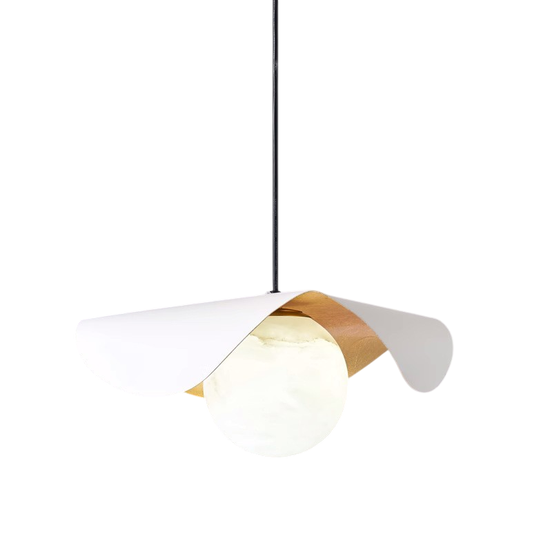 Marmurowa Lampa Wisząca do Salonu i Jadalni – Nowoczesna Lampa Nad Stół z Sferycznym Kloszem, 40cm lub 60cm 6