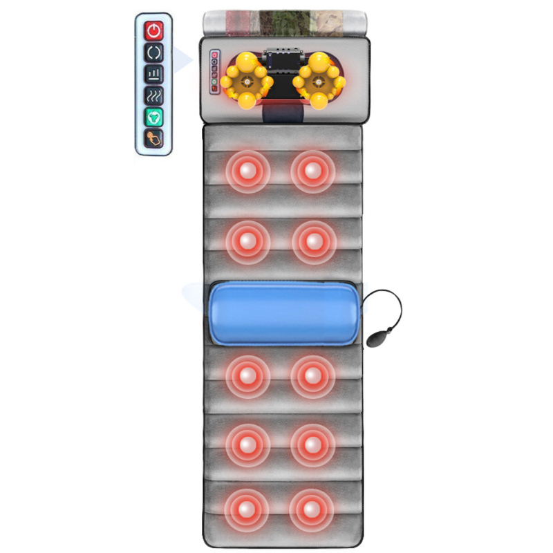 Mata do Masażu Całego Ciała z Wibracjami i Ciepłem – Szara Aksamitna Powierzchnia 2