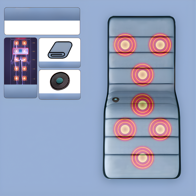 Mata do Masażu Całego Ciała z Wibracjami i Ciepłem – Szara Aksamitna Powierzchnia 3