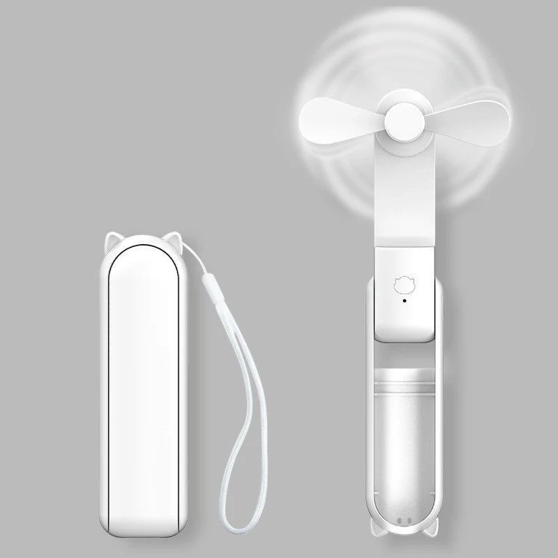 Ładowalny Wentylator USB z Funkcją Powerbanku i Składanym Uchwytom