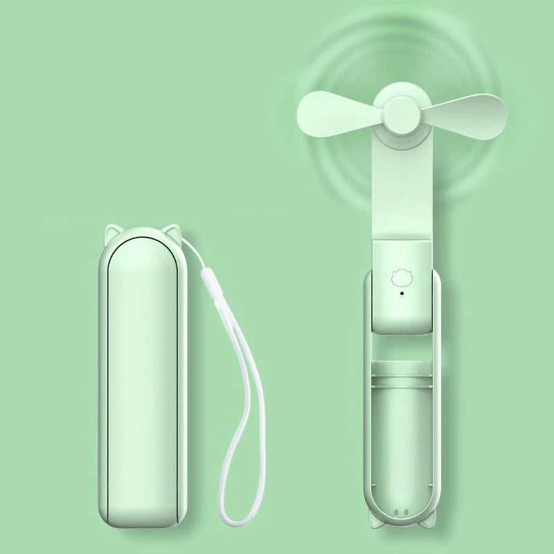 Ładowalny Wentylator USB z Funkcją Powerbanku i Składanym Uchwytom