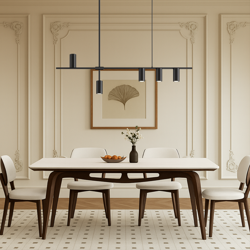 Minimalistyczna Czarna Lampa Wisząca LED do Kuchni z Regulowaną Wysokością – Oświetlenie Nad Stół, Nowoczesny Design 2