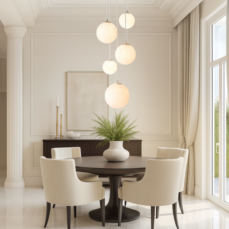 Nordycki Żyrandol Księżycowy do Schodów – Szklane Kulki, Regulowana Wysokość 5