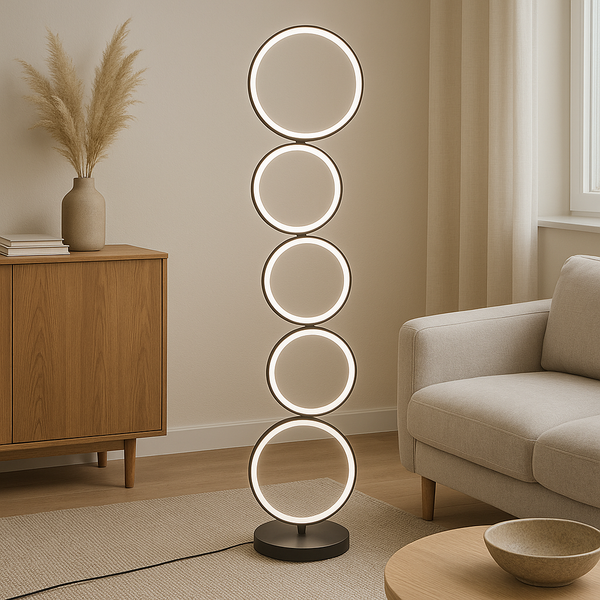Nowoczesna Lampa Podłogowa LED Circle z Miękkim Światłem do Czytania – Minimalistyczny Design do Salonu i Sypialni 0