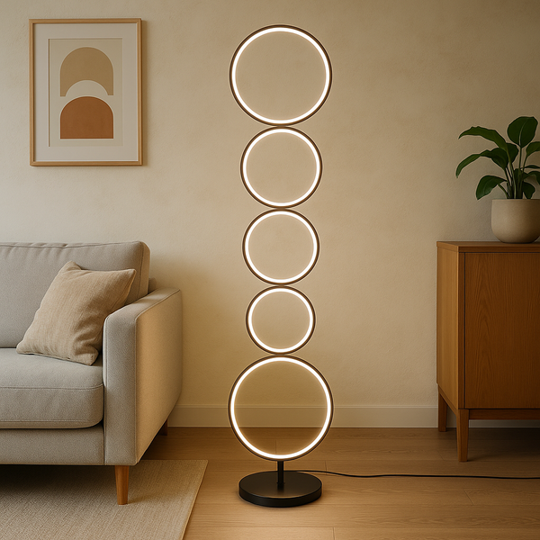 Nowoczesna Lampa Podłogowa LED Circle z Miękkim Światłem do Czytania – Minimalistyczny Design do Salonu i Sypialni 1