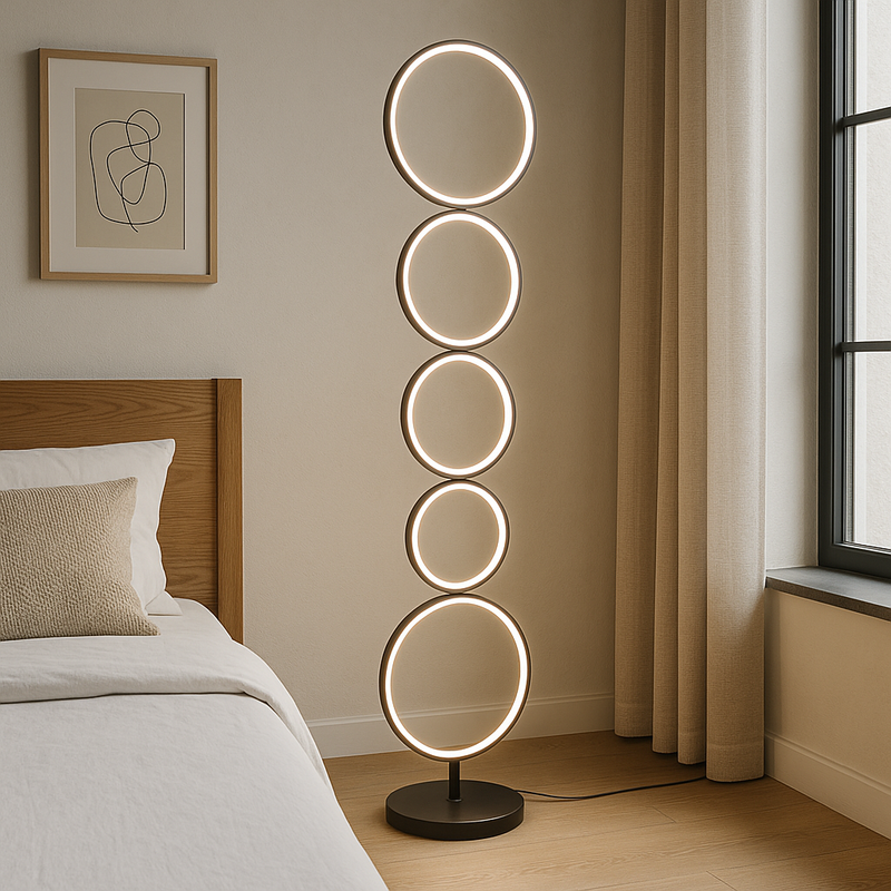 Nowoczesna Lampa Podłogowa LED Circle z Miękkim Światłem do Czytania – Minimalistyczny Design do Salonu i Sypialni 2