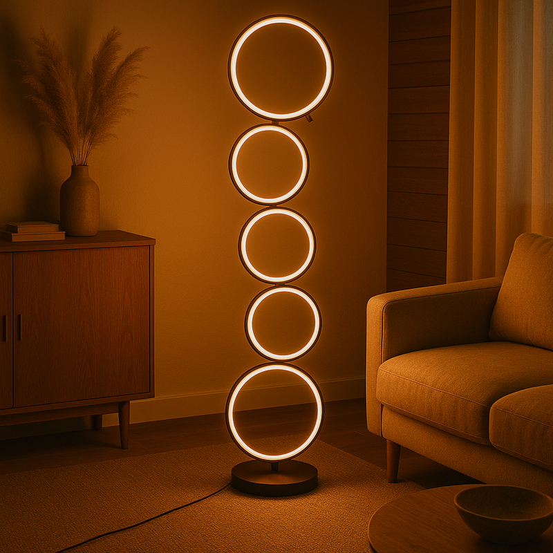 Nowoczesna Lampa Podłogowa LED Circle z Miękkim Światłem do Czytania – Minimalistyczny Design do Salonu i Sypialni 3