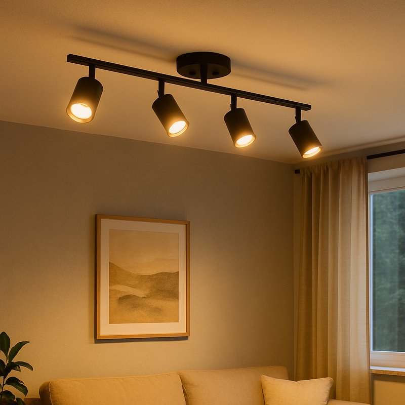 Nowoczesna Lampa Sufitowa LED 4-Głowicowa z Regulowanym Oświetleniem – Minimalistyczny Design do Salonu 2