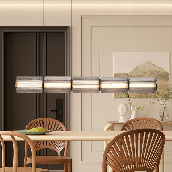 Nowoczesna Lampa Wisząca Cylinder do Salonu i Jadalni - Elegancka Lampa nad Stół ze Szkła i Żelaza 1