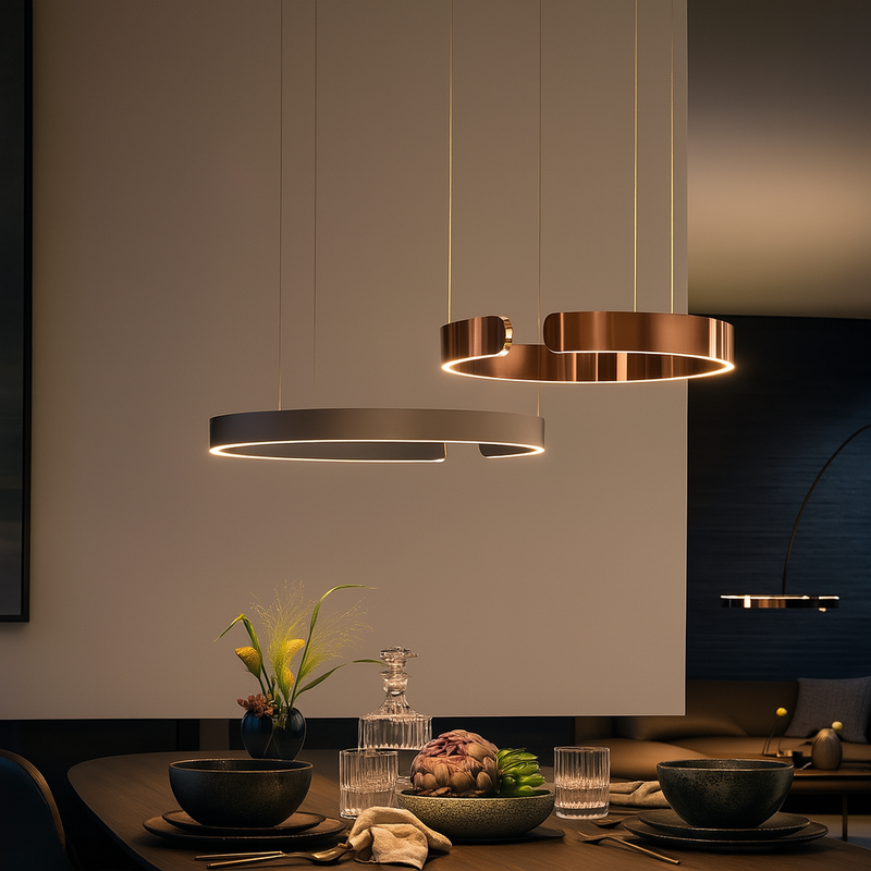 Nowoczesna Lampa Wisząca LED Okrągła z Regulowaną Wysokością – Metalowa Lampa do Salonu i Jadalni, Ciepłe Światło 0