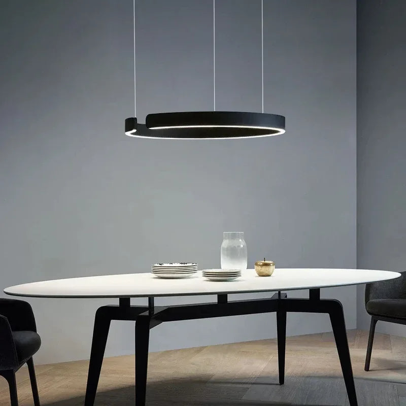 Nowoczesna Lampa Wisząca LED Okrągła z Regulowaną Wysokością – Metalowa Lampa do Salonu i Jadalni, Ciepłe Światło 5