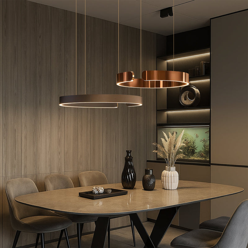 Nowoczesna Lampa Wisząca LED Okrągła z Regulowaną Wysokością – Metalowa Lampa do Salonu i Jadalni, Ciepłe Światło 6