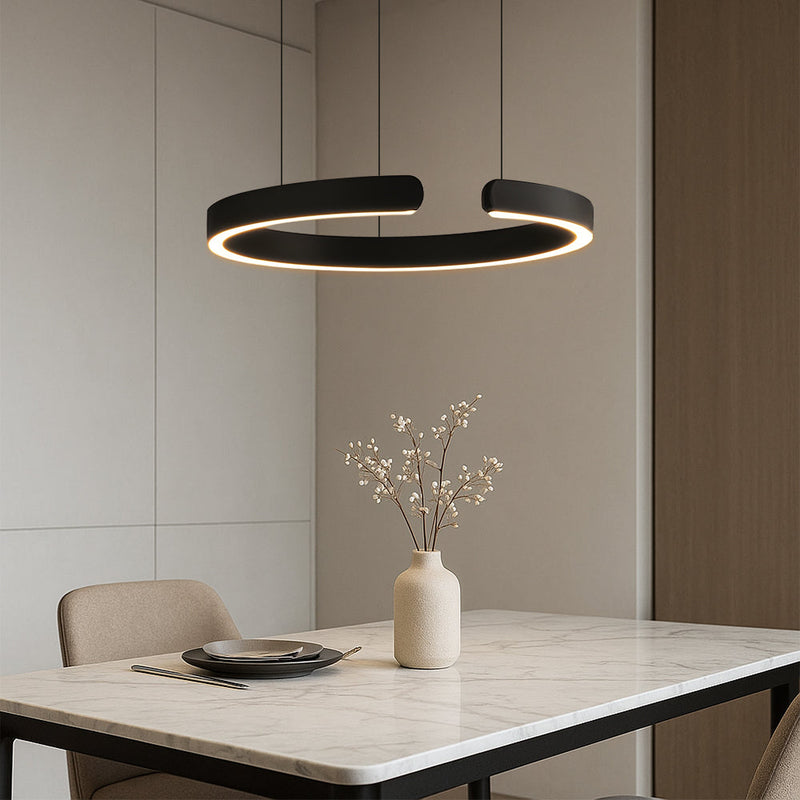 Nowoczesna Lampa Wisząca LED Okrągła z Regulowaną Wysokością – Metalowa Lampa do Salonu i Jadalni, Ciepłe Światło 7