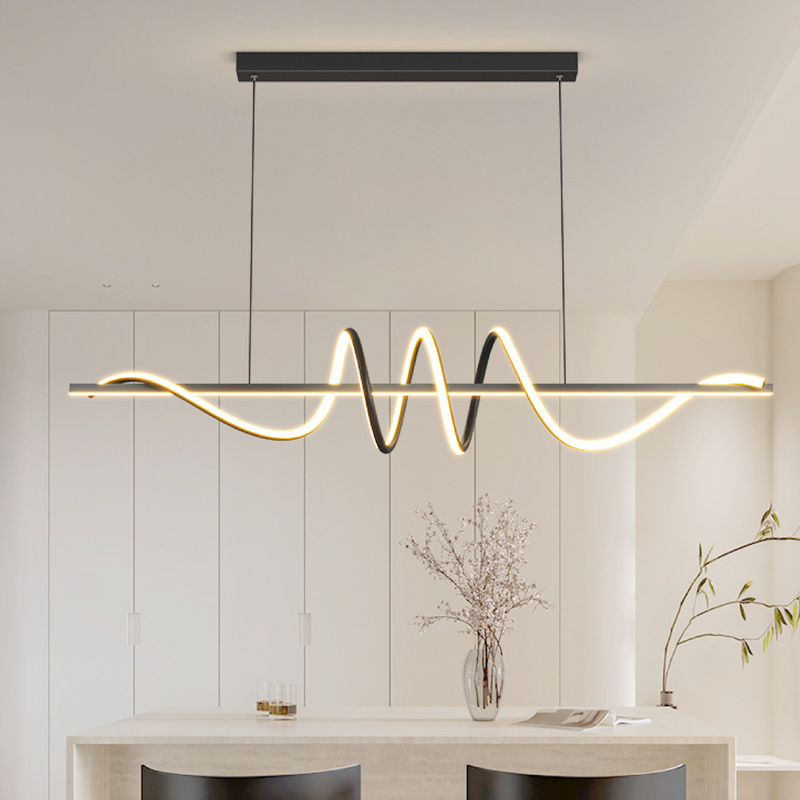 Nowoczesna Lampa Wisząca LED String z Regulowaną Wysokością – Metal i Akryl do Jadalni i Barów 0