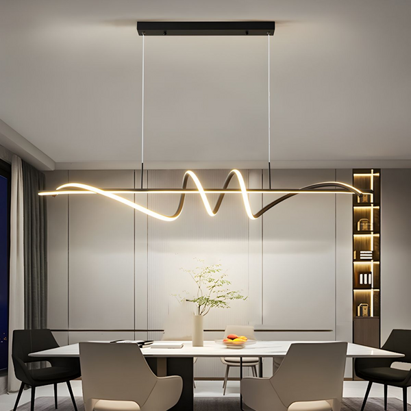 Nowoczesna Lampa Wisząca LED String z Regulowaną Wysokością – Metal i Akryl do Jadalni i Barów 1