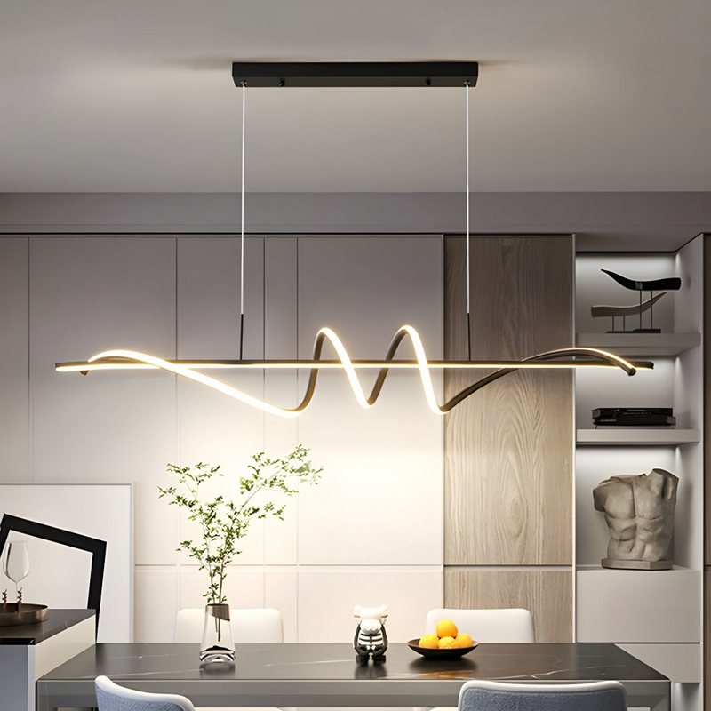 Nowoczesna Lampa Wisząca LED String z Regulowaną Wysokością – Metal i Akryl do Jadalni i Barów 3