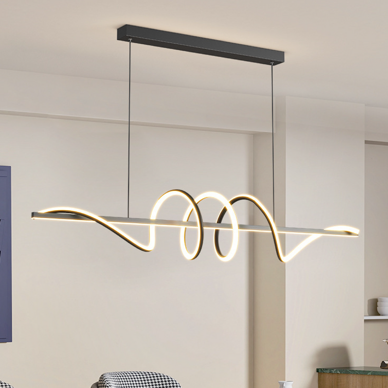 Nowoczesna Lampa Wisząca LED String z Regulowaną Wysokością – Metal i Akryl do Jadalni i Barów 5