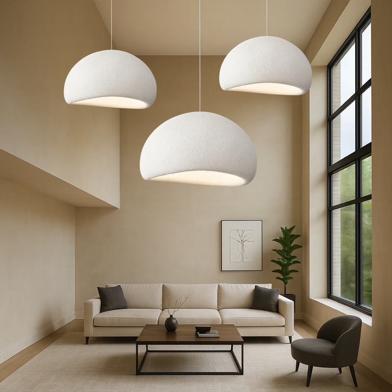 Nowoczesna Lampa Wisząca Wabi-Sabi z Regulowaną Wysokością do Salonu i Jadalni – Ciepłe Światło LED, Ø 40-100 cm 3