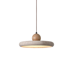 Nowoczesna Lampa Wisząca z Drewna Trawertynowego do Salonu i Jadalni, Lampa Nad Stół z Miękkim Światłem LED 0
