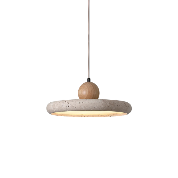 Nowoczesna Lampa Wisząca z Drewna Trawertynowego do Salonu i Jadalni, Lampa Nad Stół z Miękkim Światłem LED 0