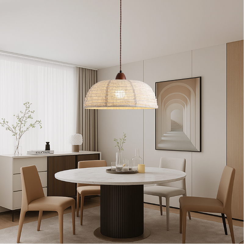 Nowoczesna Lampa Wisząca z Tkaniny w Skandynawskim Stylu, Regulowana Wysokość, Idealna Lampa do Salonów i Nad Stół 3