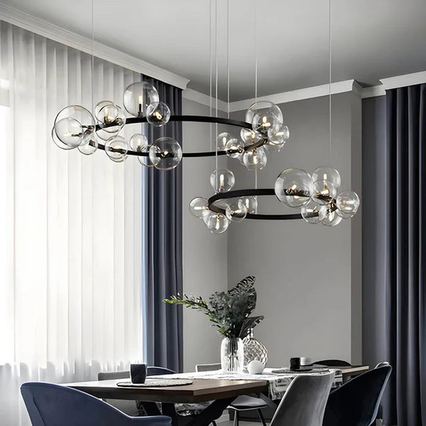 Nowoczesny Żyrandol Pierścieniowy LED do Salonu – Okrągły, Łatwy w Montażu, Szkło i Żelazo, Średnica 85/120 cm 1