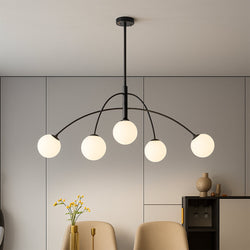 Nowoczesny Żyrandol Skandynawski z Regulacją Wysokości do Salonu – Elegancki Design z Diody LED i Szkła 0