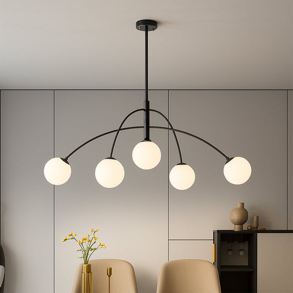 Nowoczesny Żyrandol Skandynawski z Regulacją Wysokości do Salonu – Elegancki Design z Diody LED i Szkła 0