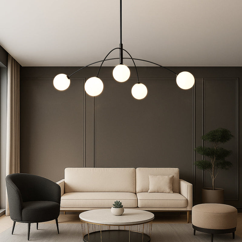 Nowoczesny Żyrandol Skandynawski z Regulacją Wysokości do Salonu – Elegancki Design z Diody LED i Szkła 2