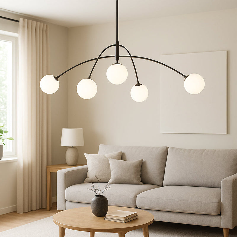 Nowoczesny Żyrandol Skandynawski z Regulacją Wysokości do Salonu – Elegancki Design z Diody LED i Szkła 3