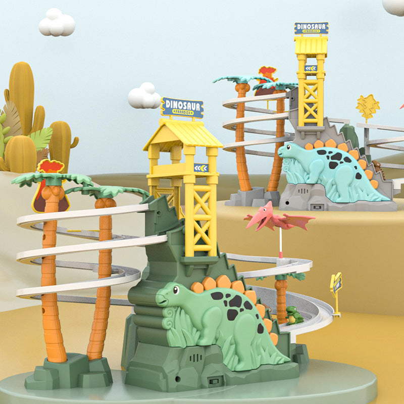 Trampolina dla dzieci z motywem dinozaura i konstrukcją pochłaniającą wstrząsy