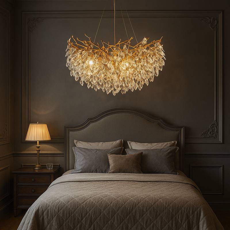Okrągły Żyrandol Kryształowy z Ciepłym Światłem LED do Salonu i Sypialni – Regulowana Wysokość, Elegancki Design 5