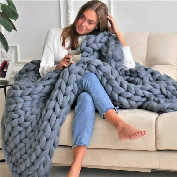 Przytulny Dzianinowy Koc 80x100 cm i 100x120 cm – Stylowy Dodatek do Wnętrz na Jesień i Zimę 0