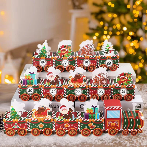 Pusty kalendarz adwentowy dla dzieci – 24 pudełka na słodycze z wesołymi wzorami, idealne do odliczania do Bożego Narodzenia 0