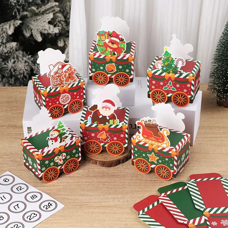 Pusty kalendarz adwentowy dla dzieci – 24 pudełka na słodycze z wesołymi wzorami, idealne do odliczania do Bożego Narodzenia 3