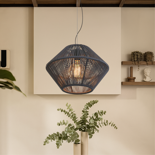 Ręcznie Tkana Lampa Wisząca z Rattanu do Salonu – Regulowana Wysokość, Nowoczesny Design, Oświetlenie LED 0