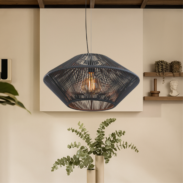 Ręcznie Tkana Lampa Wisząca z Rattanu do Salonu – Regulowana Wysokość, Nowoczesny Design, Oświetlenie LED 1