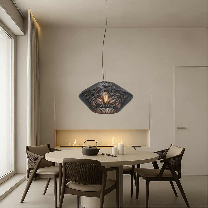 Ręcznie Tkana Lampa Wisząca z Rattanu do Salonu – Regulowana Wysokość, Nowoczesny Design, Oświetlenie LED 2