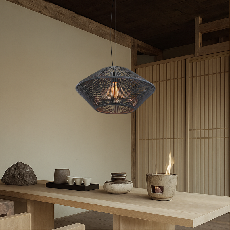 Ręcznie Tkana Lampa Wisząca z Rattanu do Salonu – Regulowana Wysokość, Nowoczesny Design, Oświetlenie LED 3