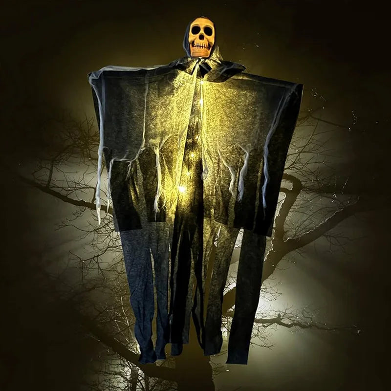 Wiszący duch z czaszką LED do dekoracji ogrodu i domu na Halloween