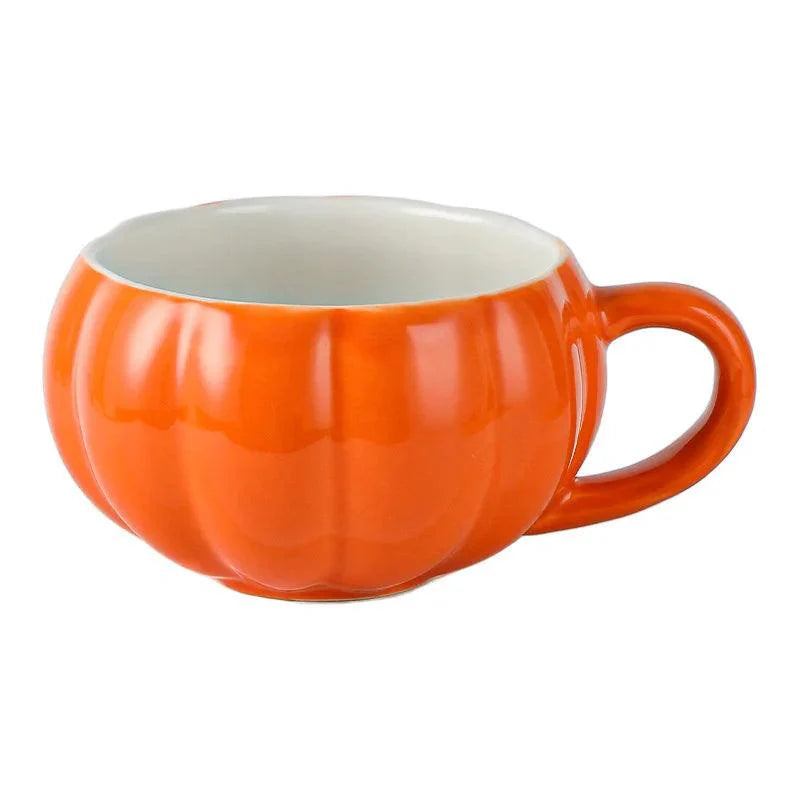 Ceramiczny Kubek w Kształcie Dyni z Pokrywką i Łyżeczką