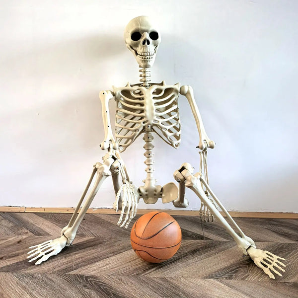 Ruchomy szkielet ludzki 90–165 cm — realistyczna dekoracja na Halloween i imprezy grozy
