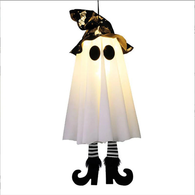 Świecące ozdoby Halloween z duchami i lampkami — idealne do zawieszenia na zewnątrz