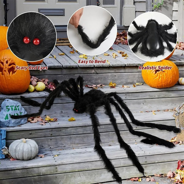 Realistyczny pająk z włochatymi nogami do upiornych dekoracji Halloween na zewnątrz