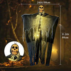 Wiszący duch z czaszką LED do dekoracji ogrodu i domu na Halloween